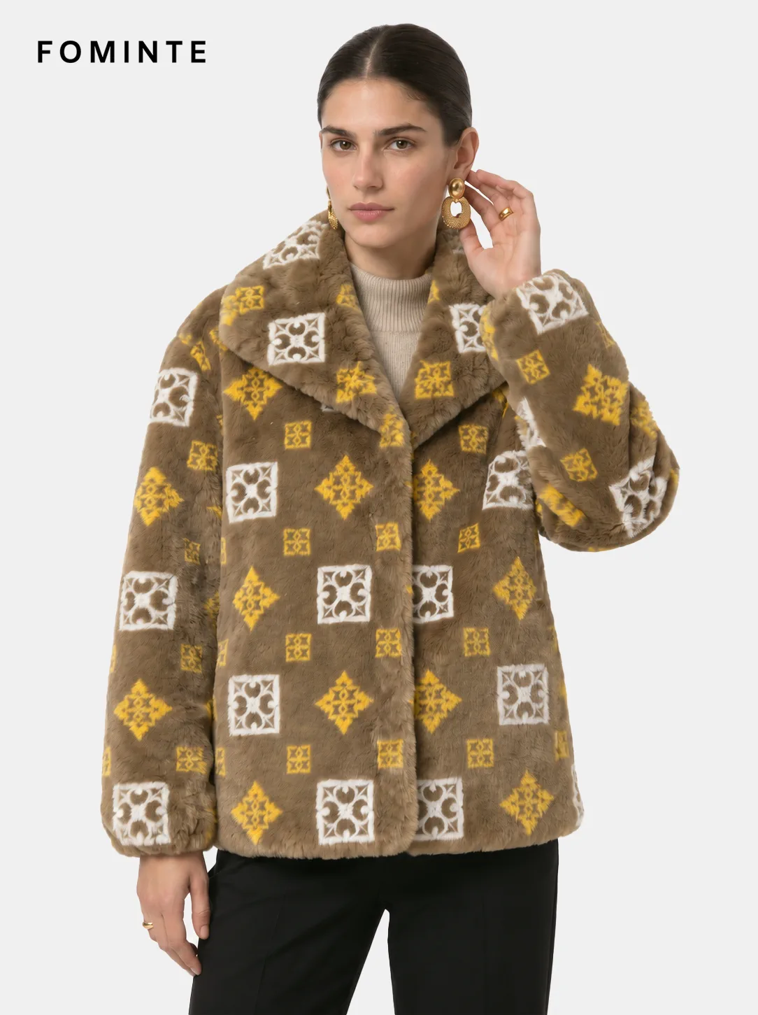 Honey Amber Cheetah Rosette Luxury Faux Fur Coat