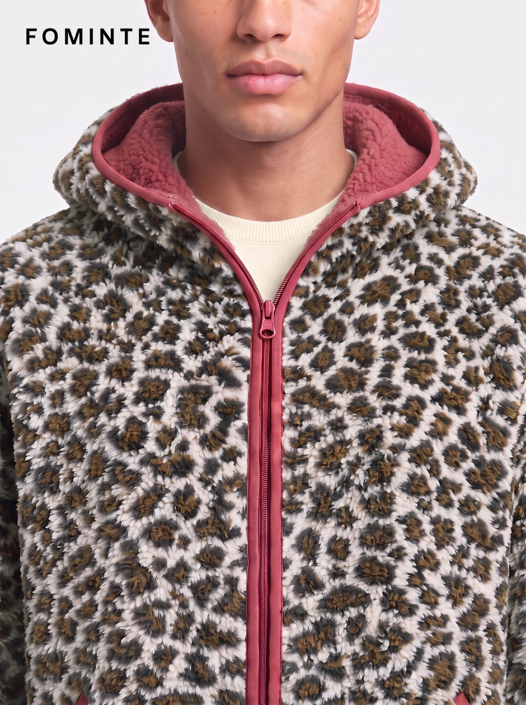 Midnight Navy Maple Leaf Alpine Botanical Sherpa Jacket