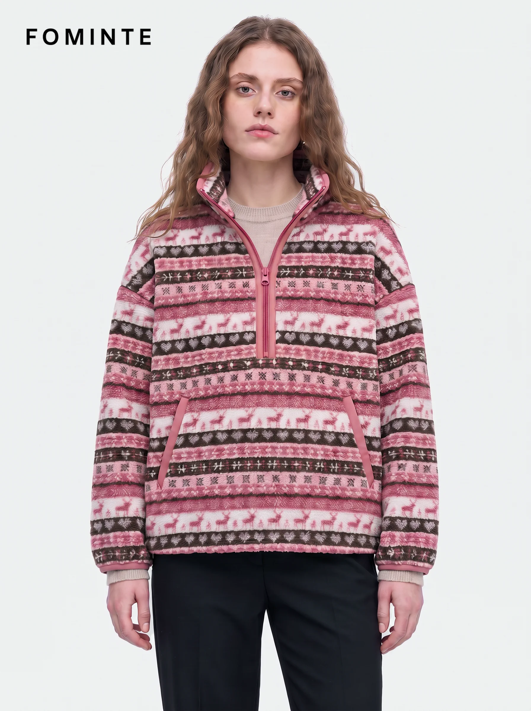 Olive Moss Woodland Camouflage Sherpa Fleece Jacket
