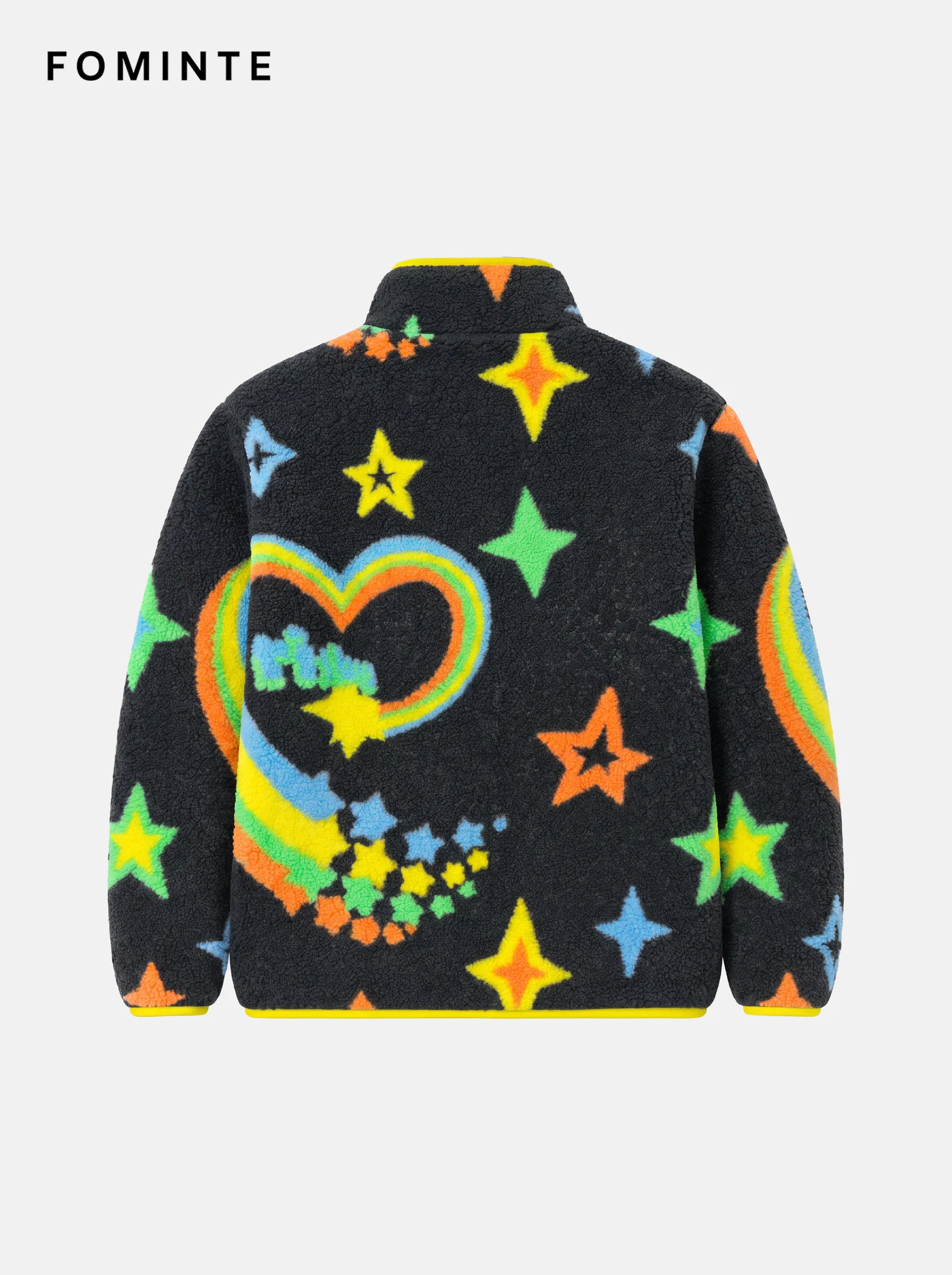 Modern Prismatic Polygon Colorblock Sherpa Fleece Jacket