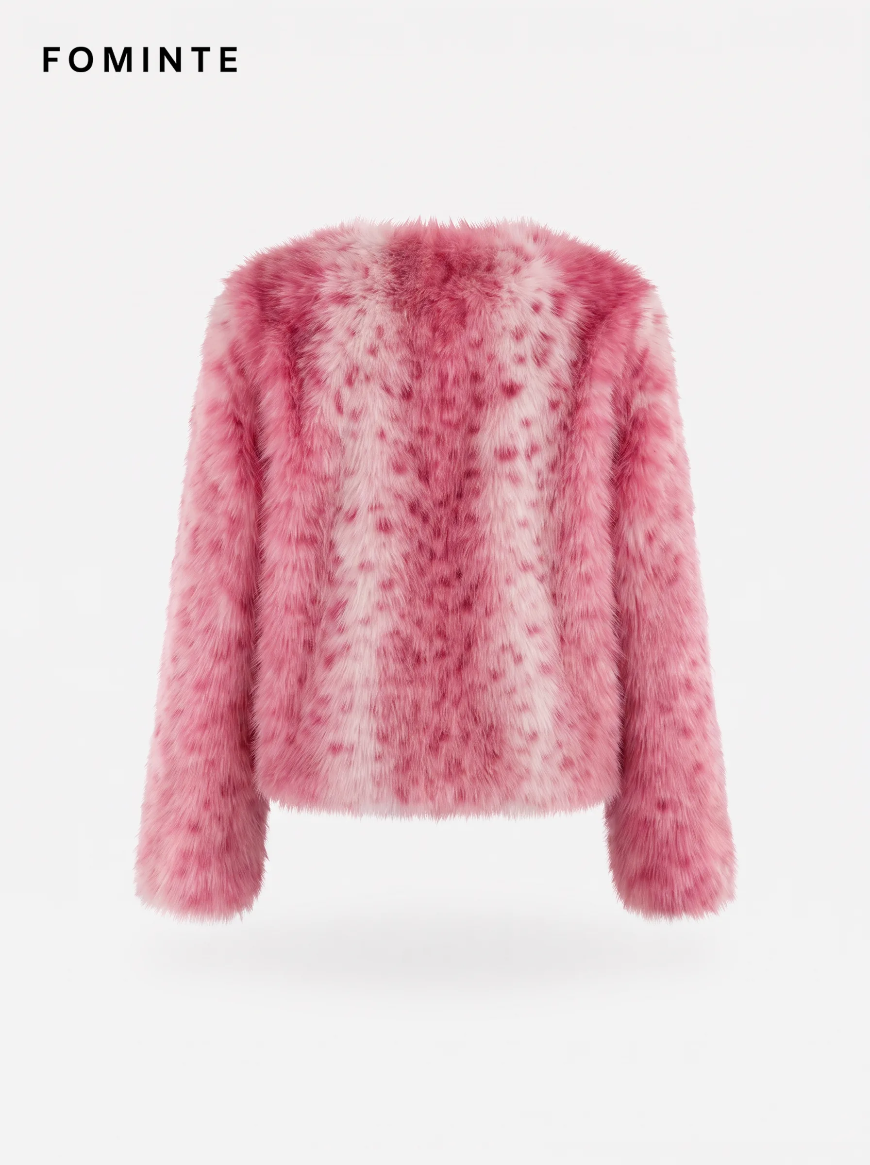 Dusty Rose Blossom Lapel Faux Fur Winter Coat