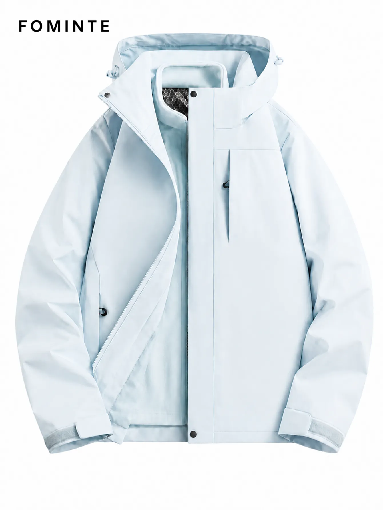 Ice Blue Hooded Windbreaker Jacket FM0801000420