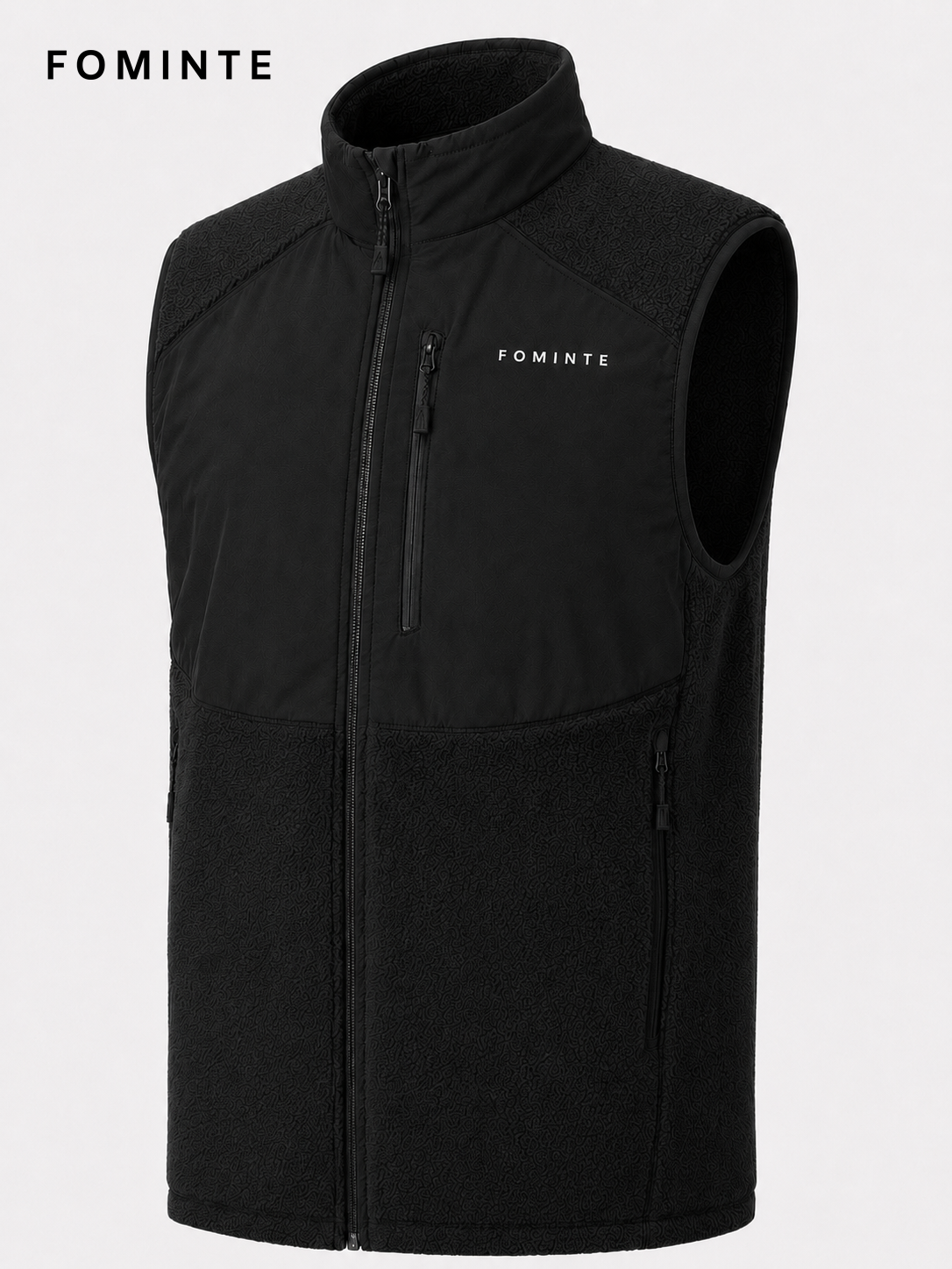 Black Men's Hybrid Fleece Vest Wholesale Custom Outerwear - FM0801000430-2