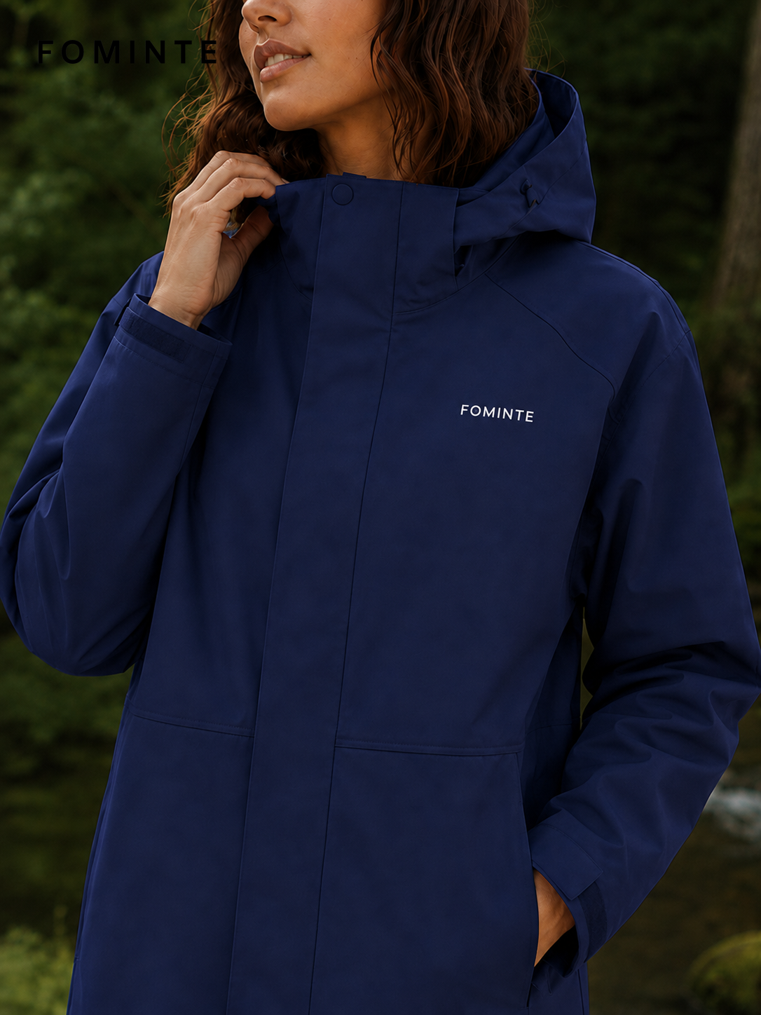 Navy Blue Women's Hooded Softshell Jacket Wholesale Custom Outerwear - FM0801000431-2