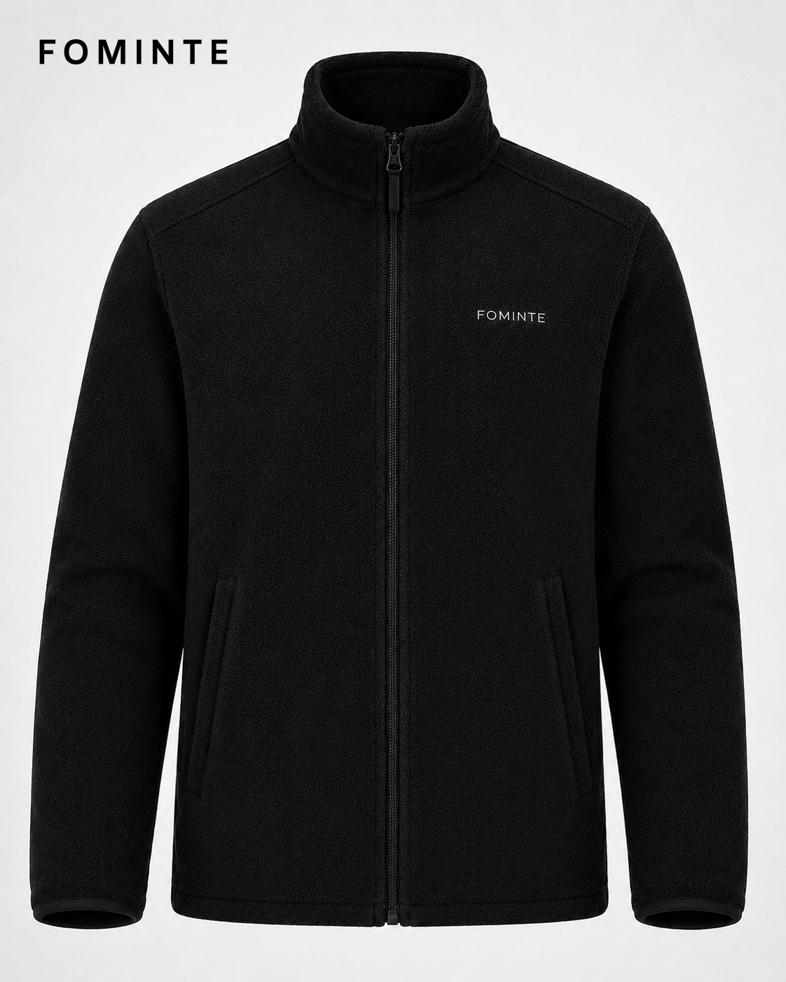Black Men's Full-Zip Fleece Jacket Wholesale Custom Outerwear - FM0801000436-2