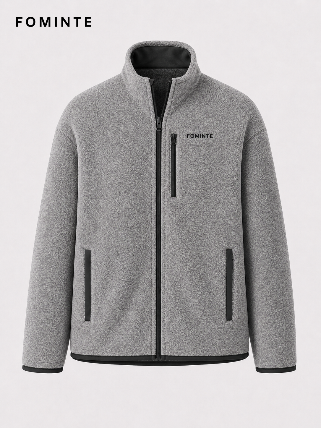 Grey and Dark Grey Unisex Full-Zip Fleece Jacket Wholesale Custom Outerwear - FM0801000450-1