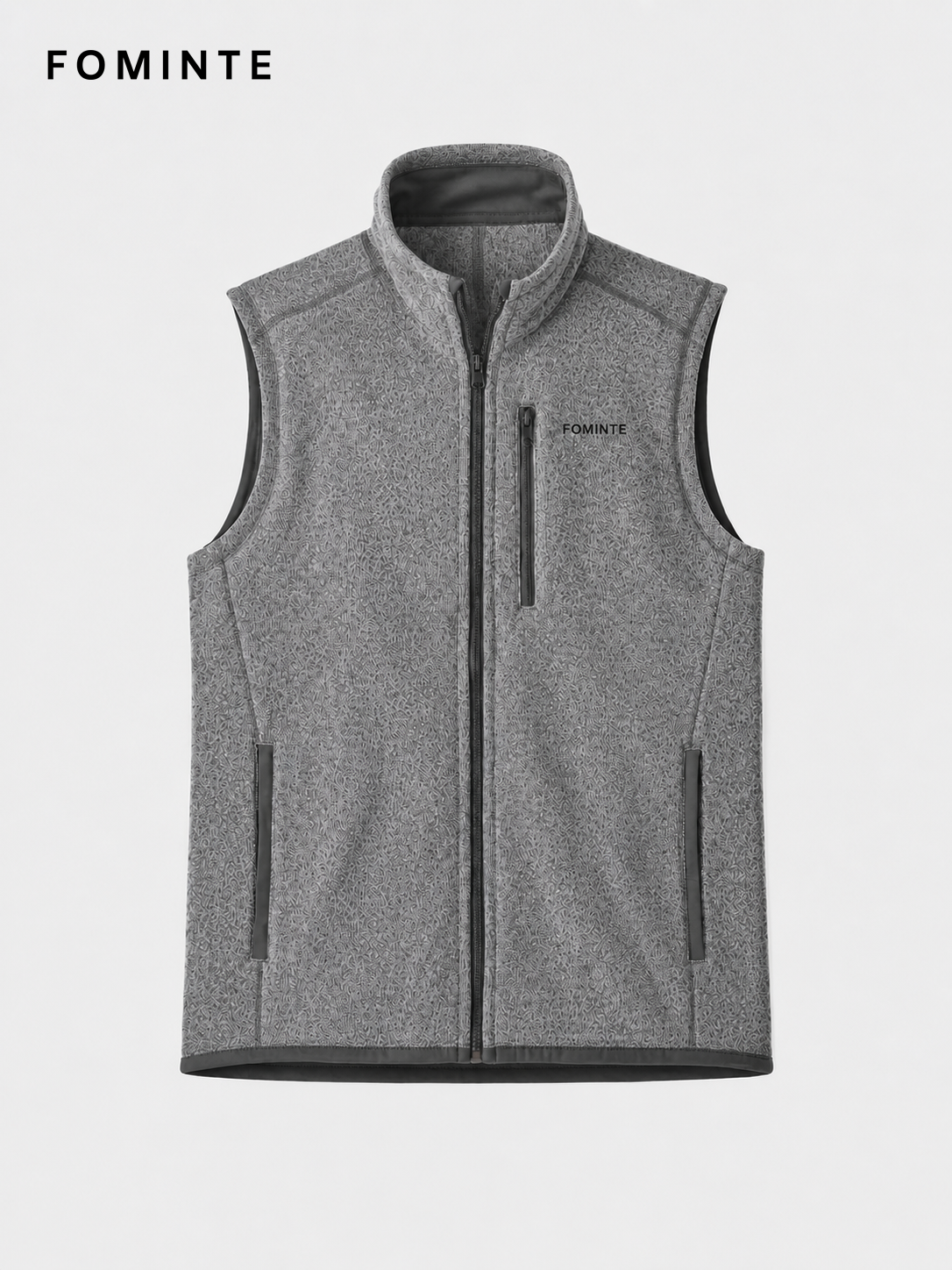 Grey Men's Full-Zip Fleece Vest Wholesale Custom Outerwear - FM0801000451