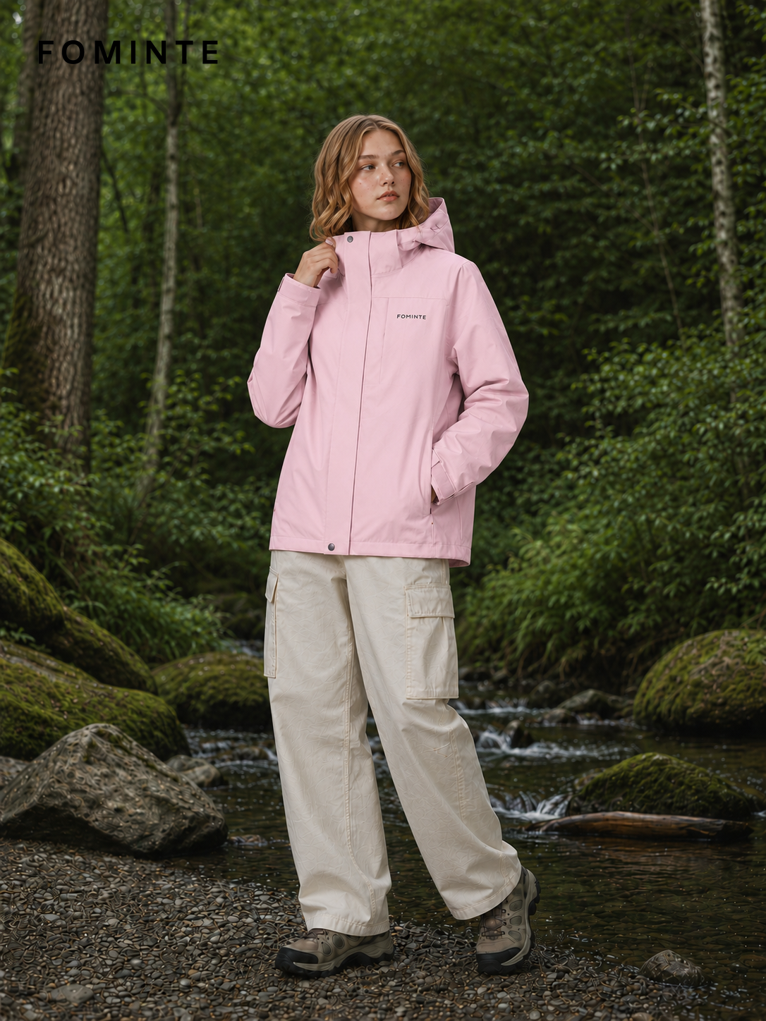 Mist Pink Women's Hooded Softshell Jacket Wholesale Custom Outerwear - FM0802000432-3