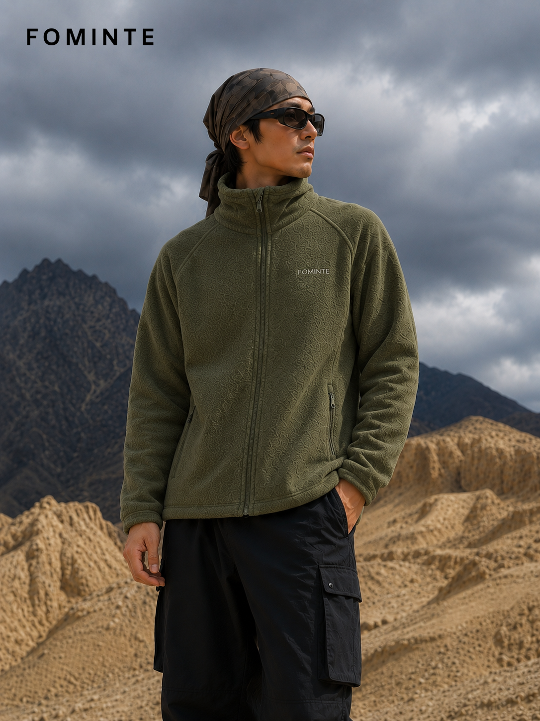 Olive Green Unisex Full-Zip Fleece Jacket Wholesale Custom Outerwear - FM0802000435-2