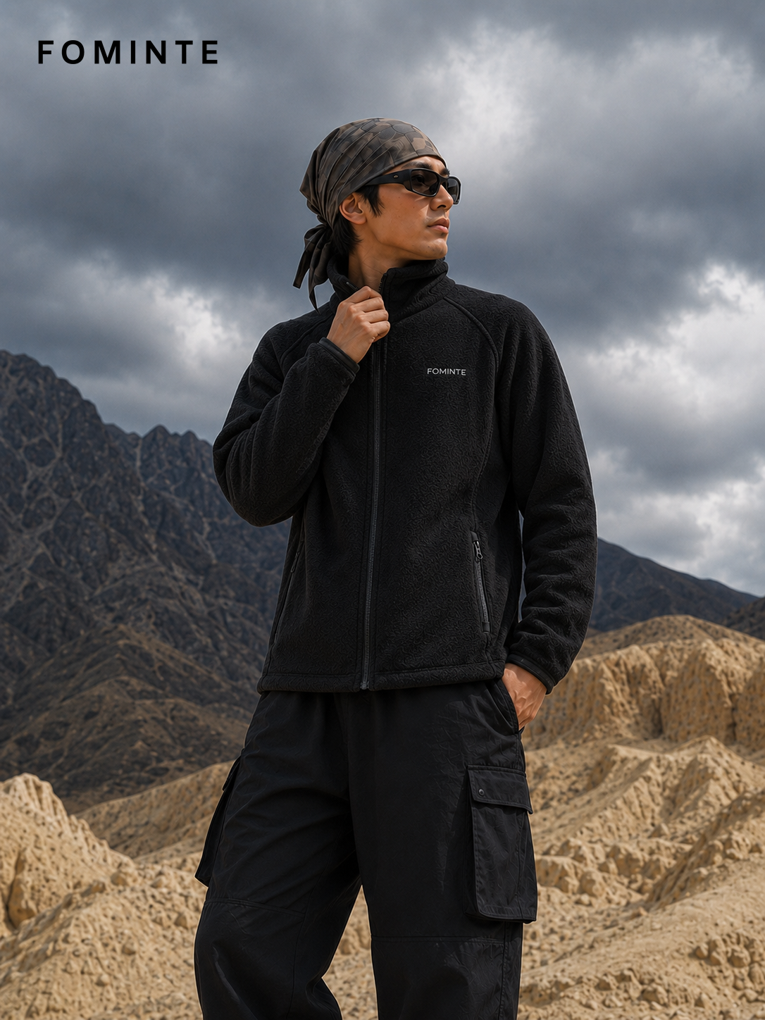 Black Unisex Full-Zip Fleece Jacket Wholesale Custom Outerwear - FM0802000435-3