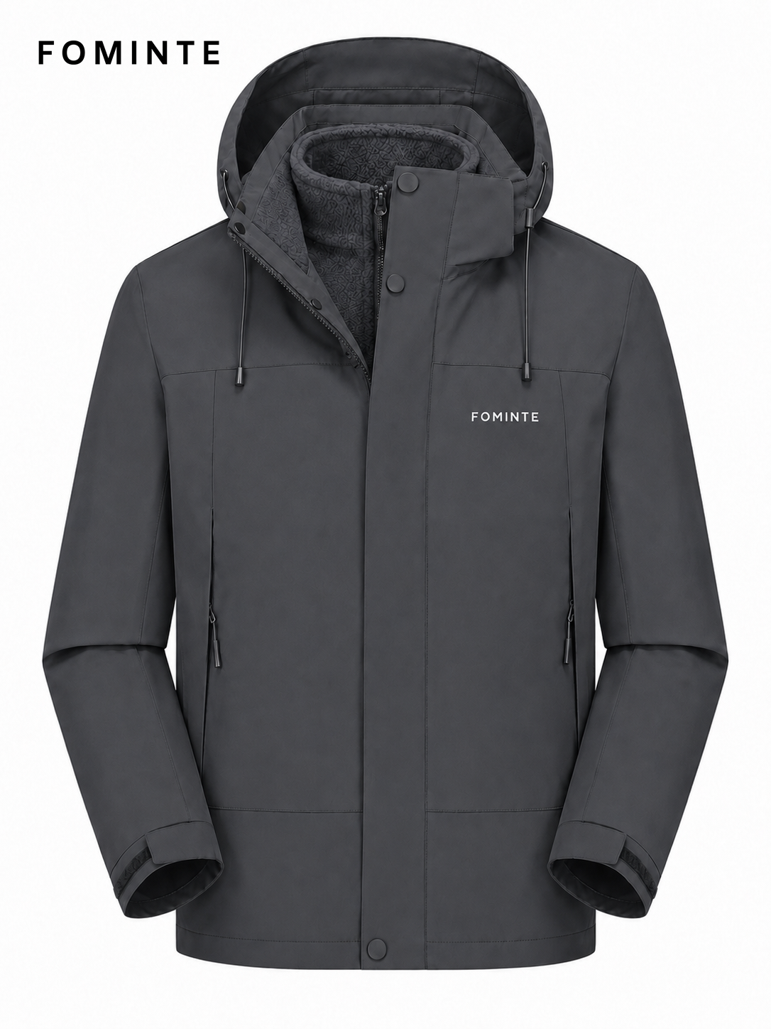 Dark Charcoal Men's Hooded Softshell Jacket Wholesale Custom Outerwear - FM0802000441-2