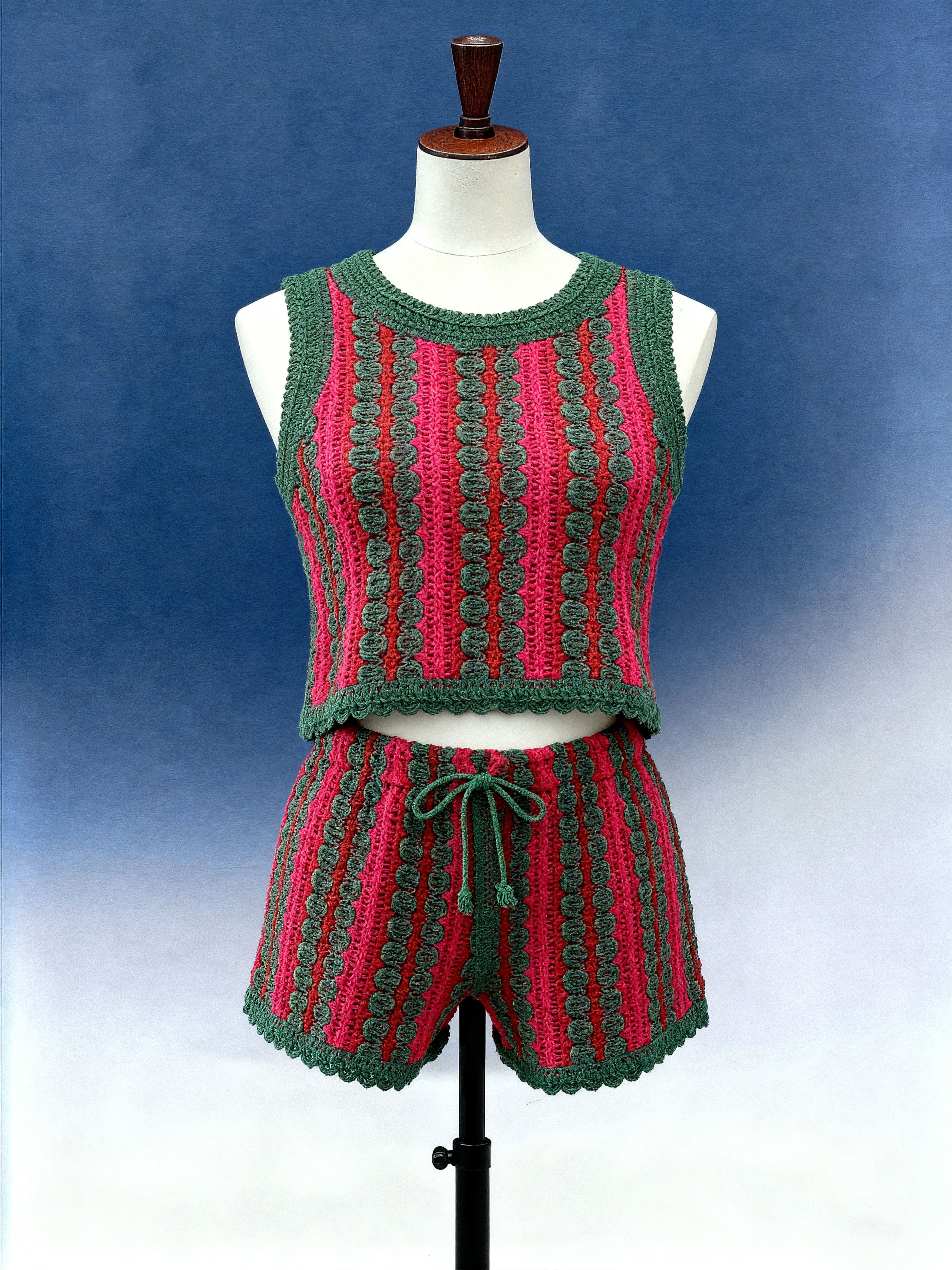 Retro Striped Crochet Set - FM0102000203