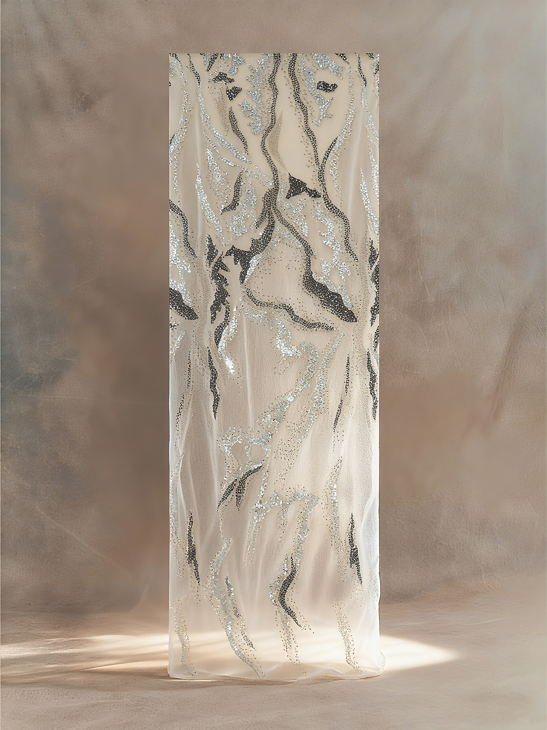 FT25-222: Modern Agate Inspired Beaded and Sequin Fabric for Couture Gowns