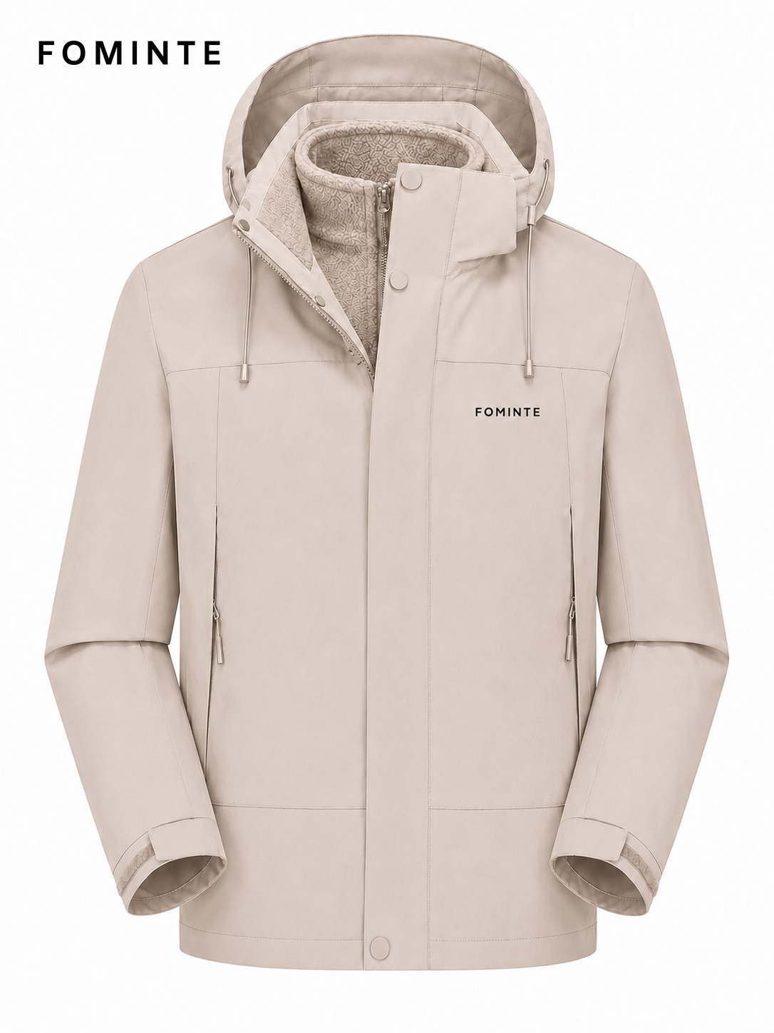 Mist Beige Men's Hooded Softshell Jacket Wholesale Custom Outerwear - FM0802000441-4
