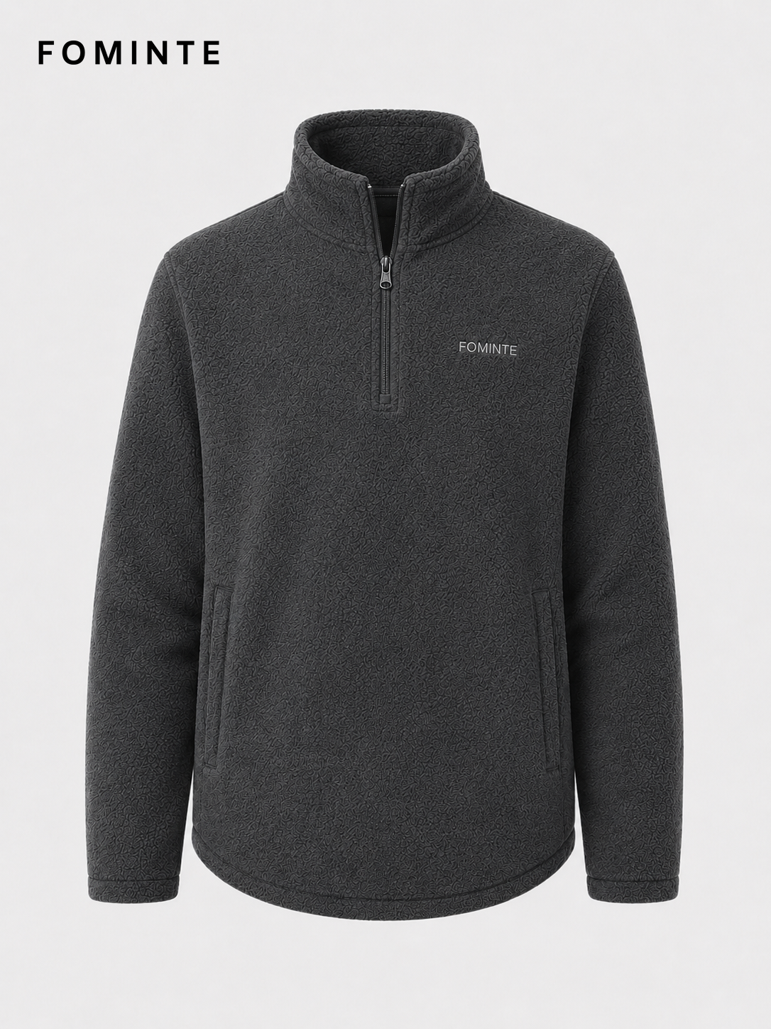 Dark Grey Men's Quarter-Zip Fleece Pullover Wholesale Custom Outerwear - FM0802000443-2
