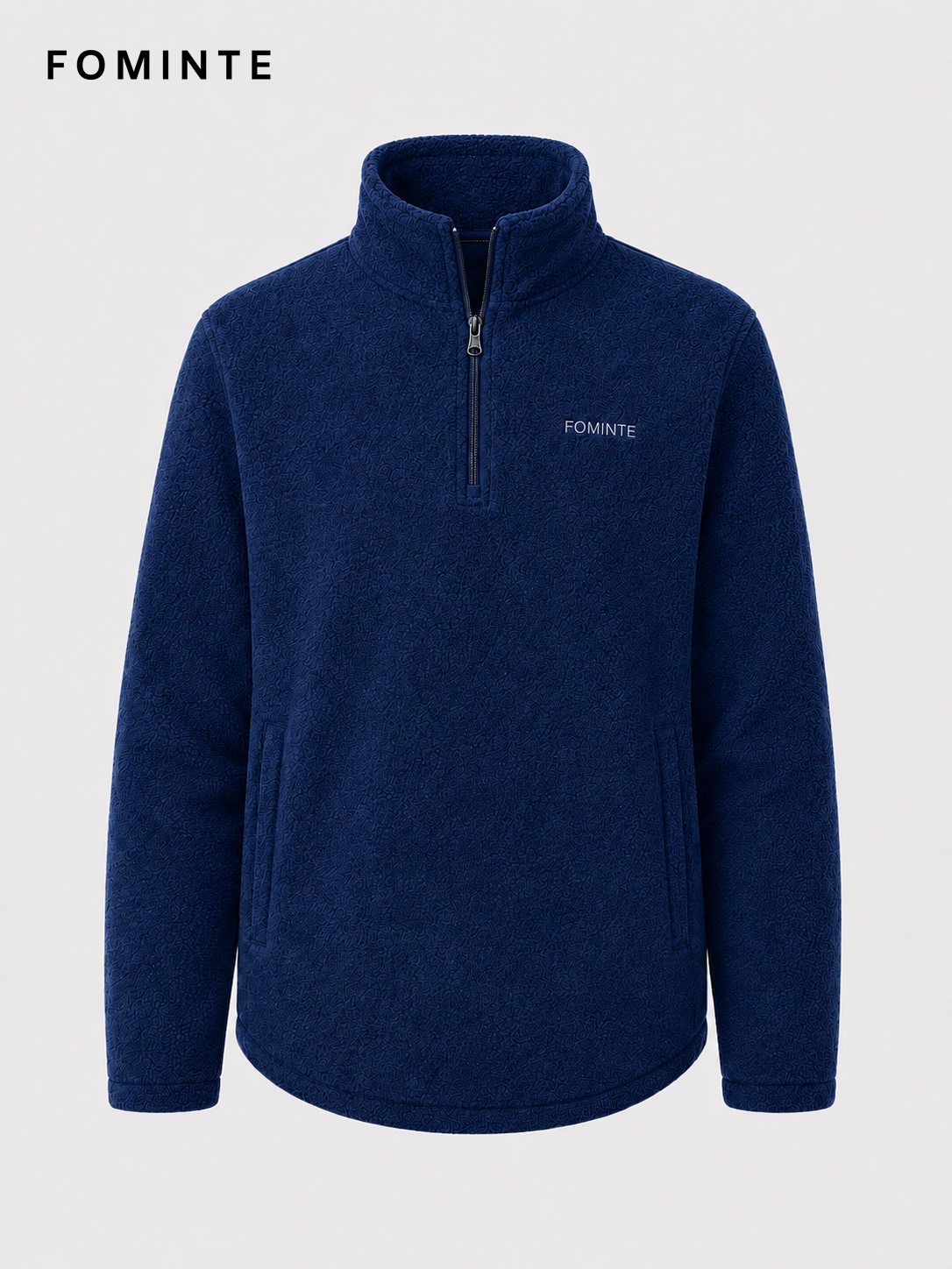 Navy Blue Men's Quarter-Zip Fleece Pullover Wholesale Custom Outerwear - FM0802000443-3