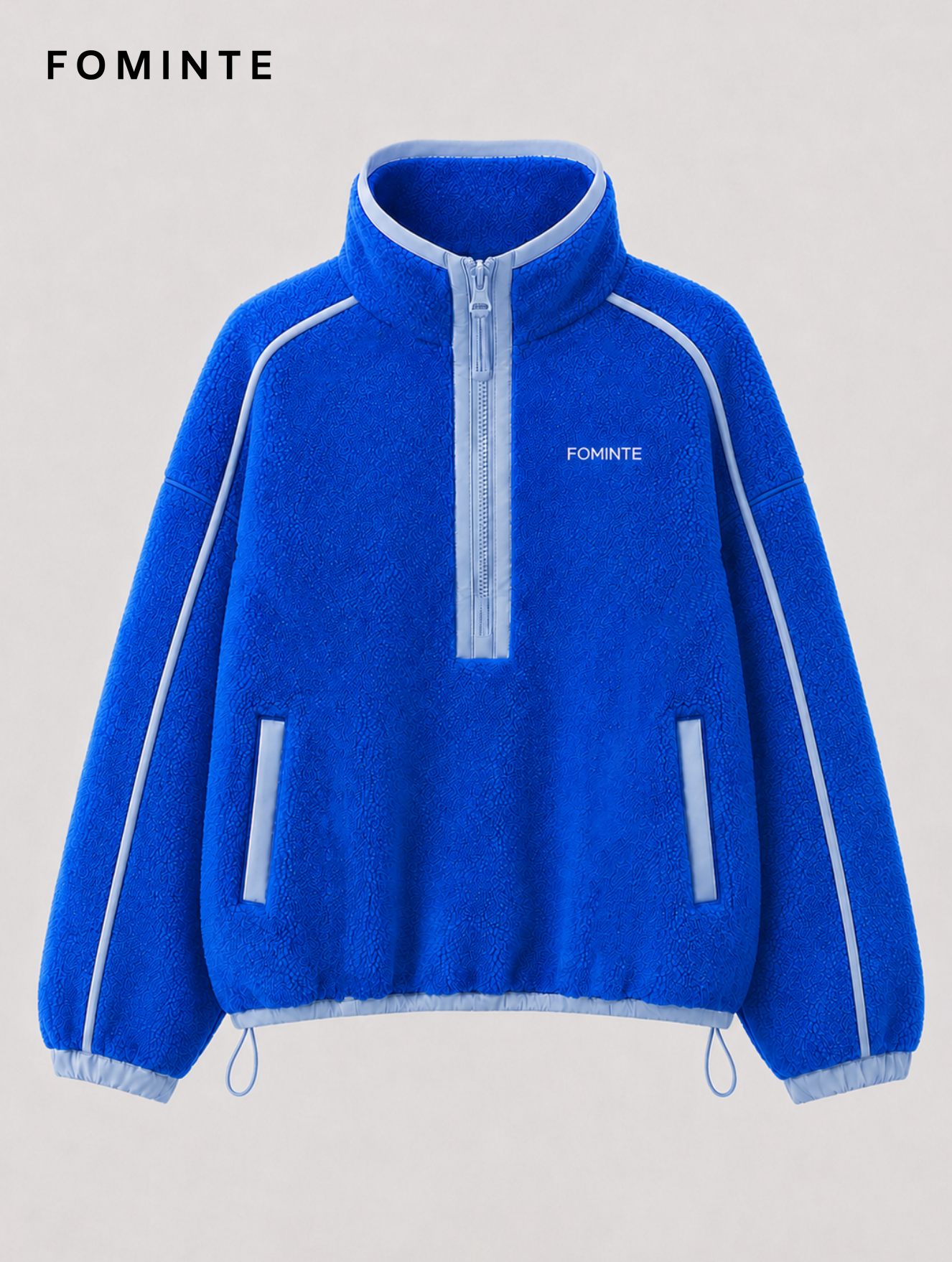 Royal Blue and Ice Grey Blue Women's Colorblock Quarter-Zip Fleece Pullover Wholesale Custom Outerwear - FM0802000444-1