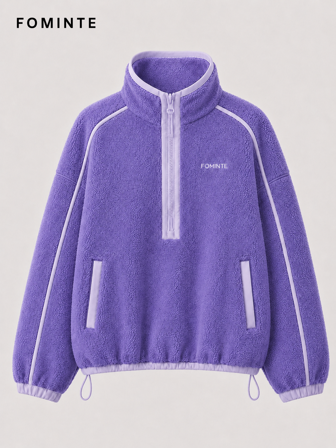 Purple Blue and Light Grey Purple Women's Colorblock Quarter-Zip Fleece Pullover Wholesale Custom Outerwear - FM0802000444-4