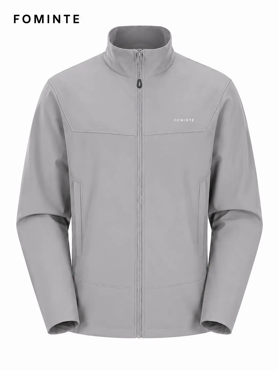 Men's Grey Stand Collar Quarter-Zip Fleece Pullover