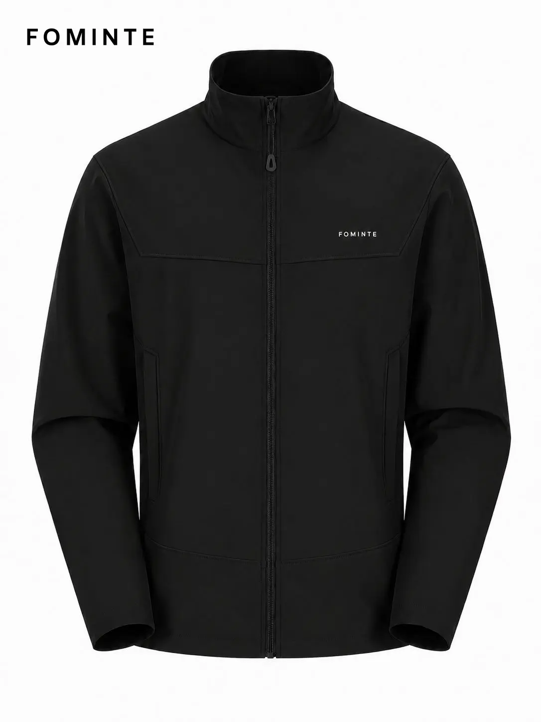 Men's Black Stand Collar Softshell Jacket