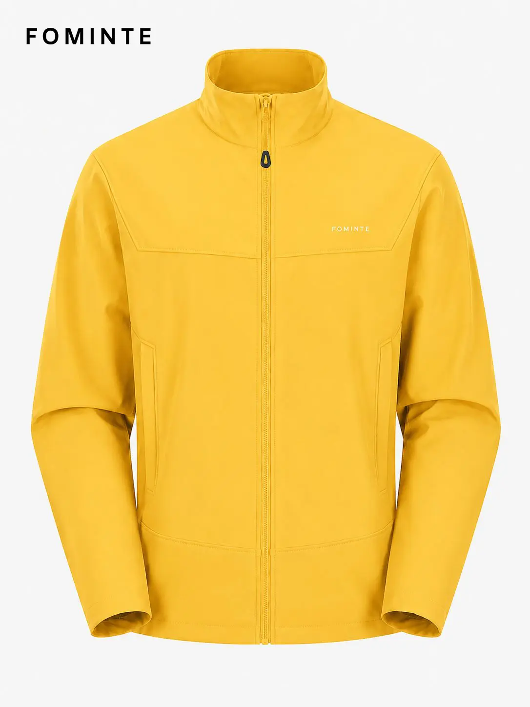 Men's Yellow Stand Collar Softshell Jacket