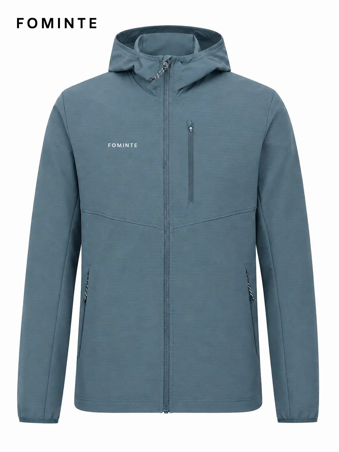 Men's Blue Grey Hooded Outdoor Softshell Jacket