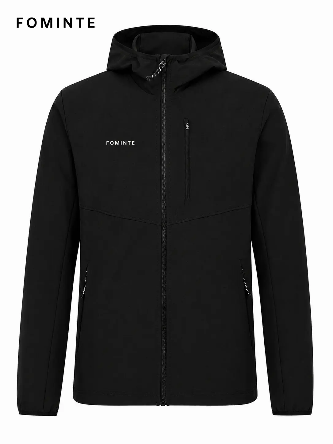Men's Black Hooded Outdoor Softshell Jacket