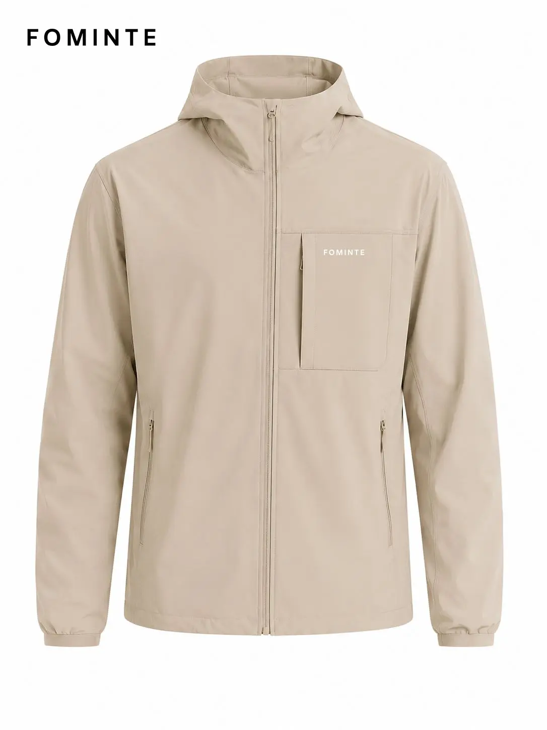 Men's Light Camel Minimal Hooded Softshell Jacket