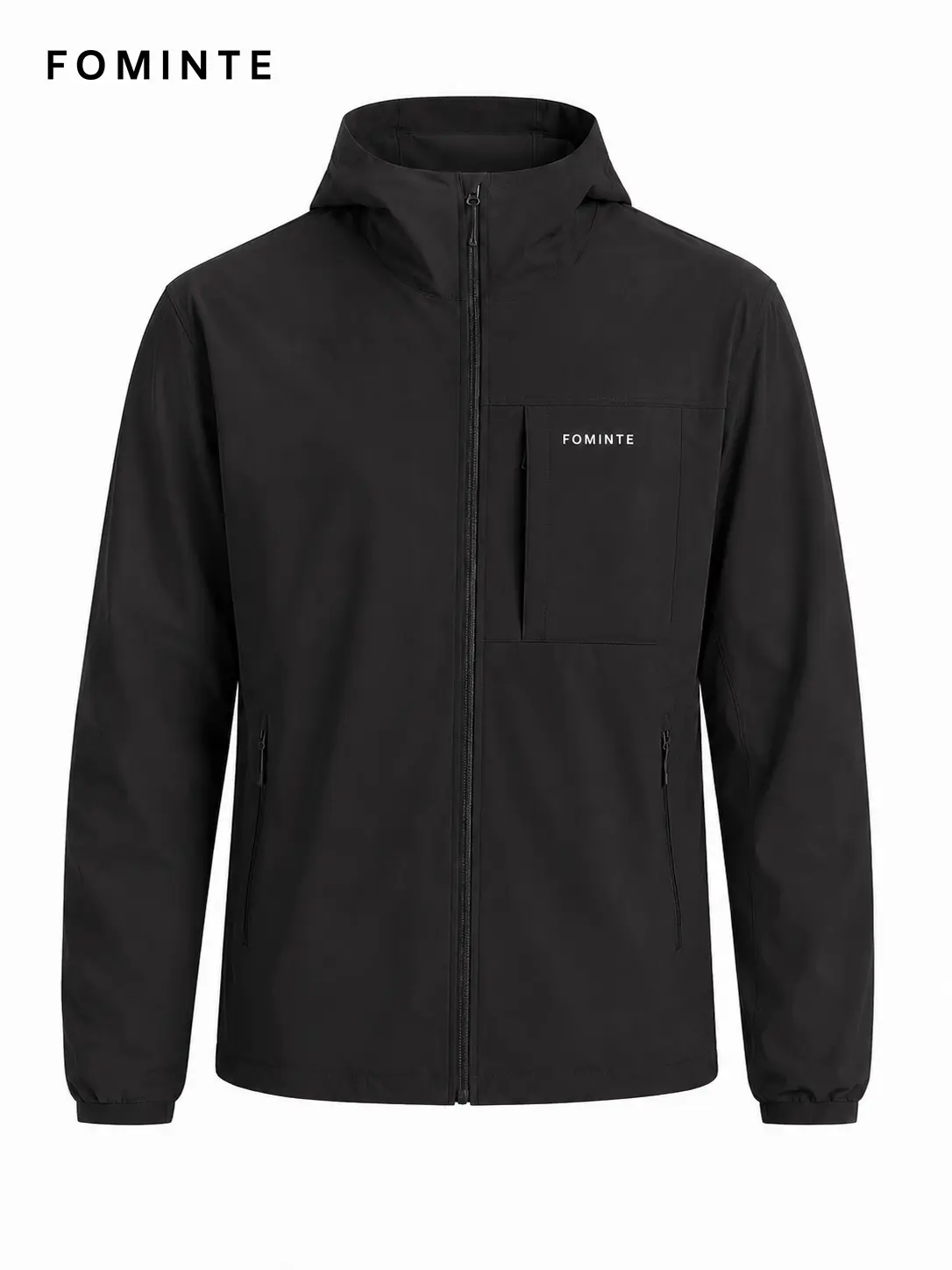 Men's Charcoal Black Minimal Hooded Softshell Jacket