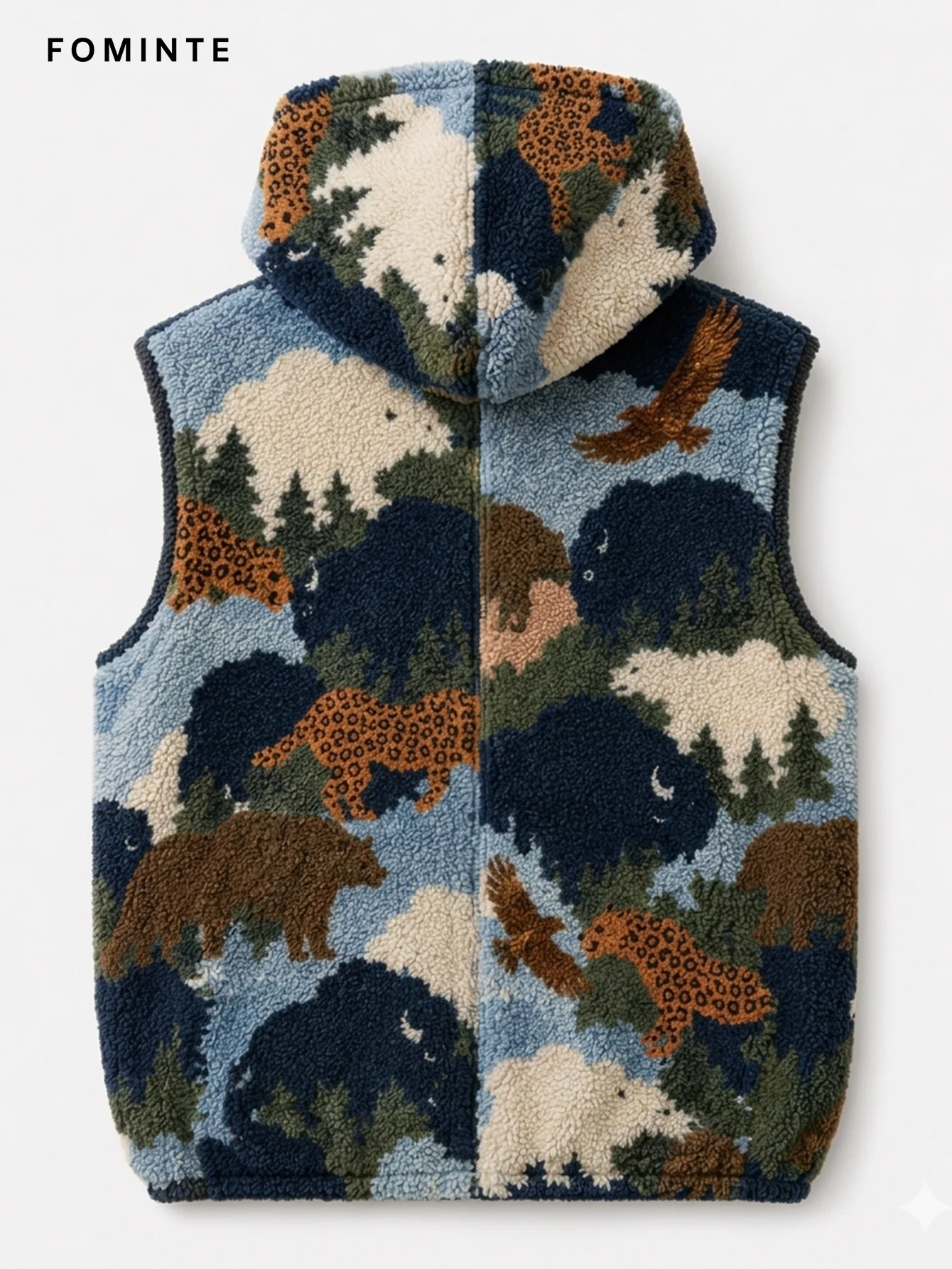 Fleece Hooded Vest - All-Over Print Wholesale Custom Sportswear - FM0802000400-2