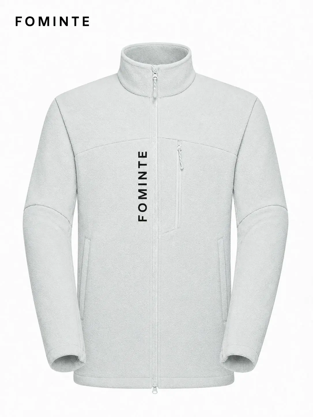 Men's Silver-white Stand Collar Full-Zip Fleece Jacket