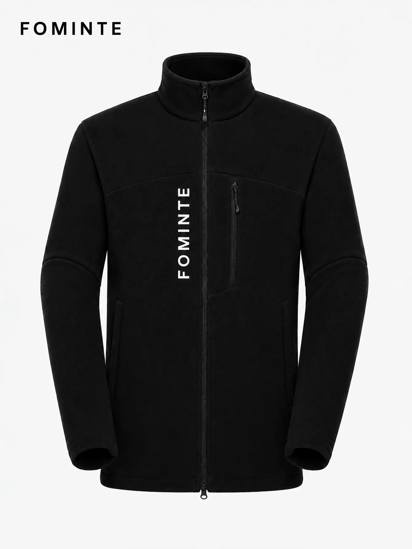 Women's Black Stand Collar Full-Zip Fleece Jacket