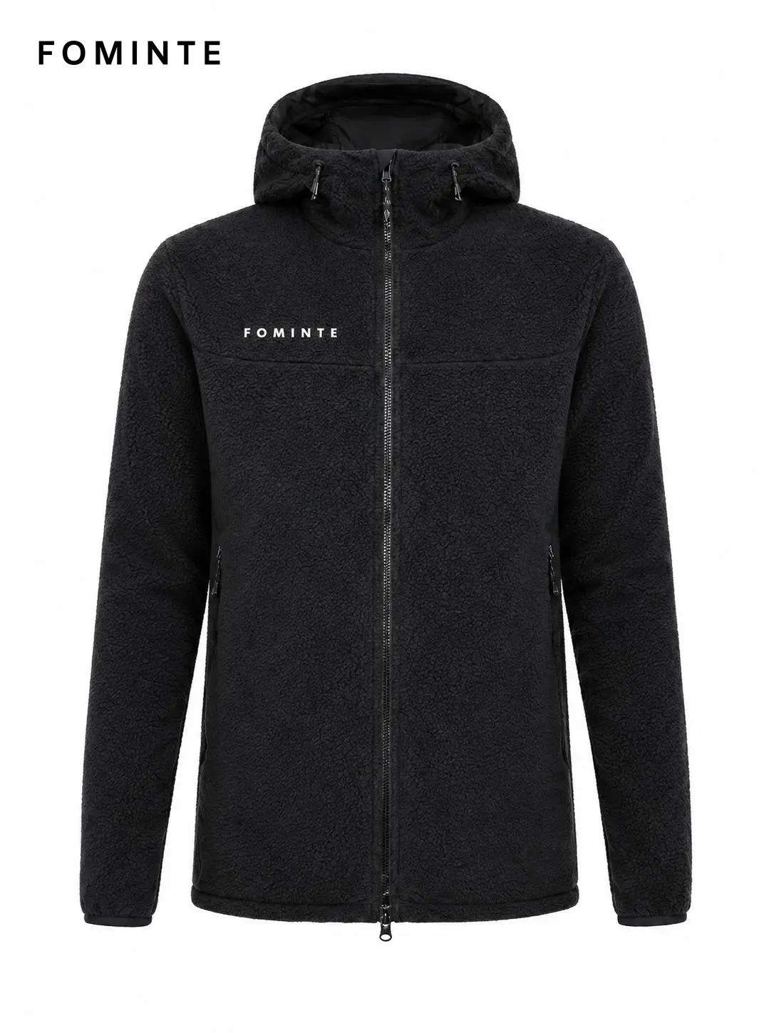Men's Charcoal Black Hooded Full-Zip Fleece Jacket