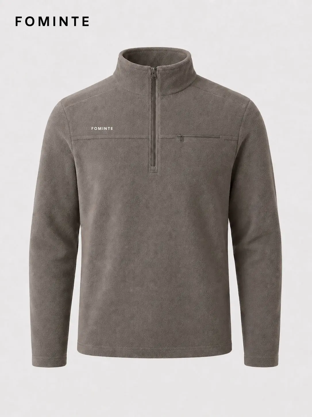 Men's Grey Coffee Lightweight Quarter-Zip Fleece Pullover