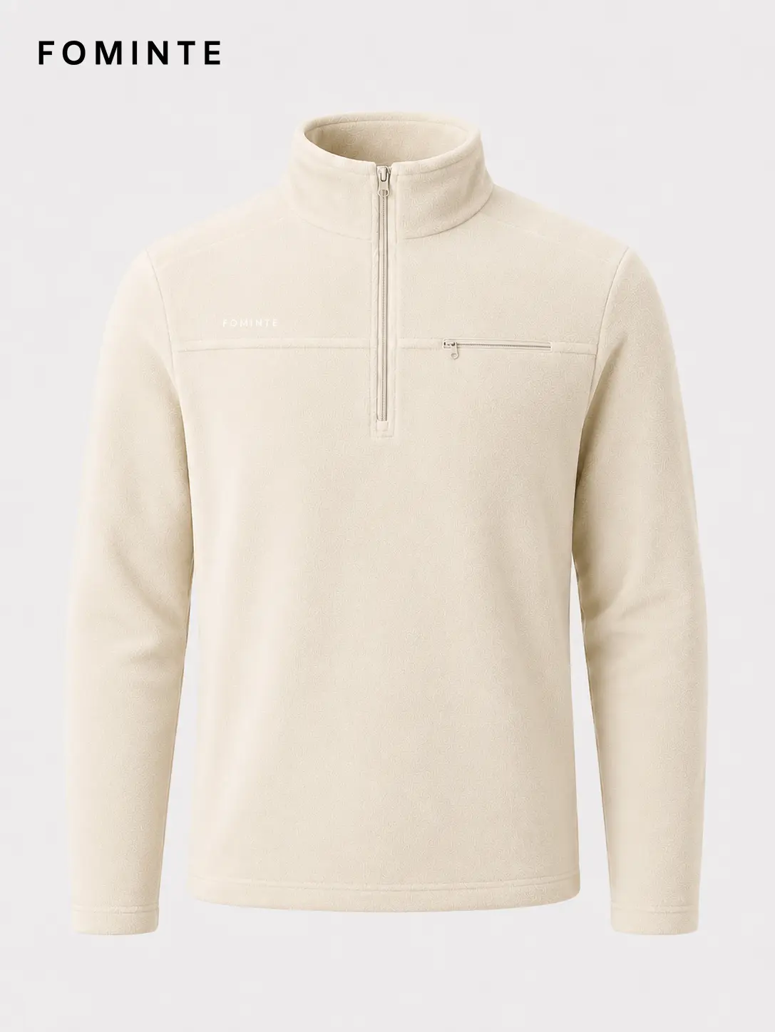 Men's Off White Lightweight Quarter-Zip Fleece Pullover