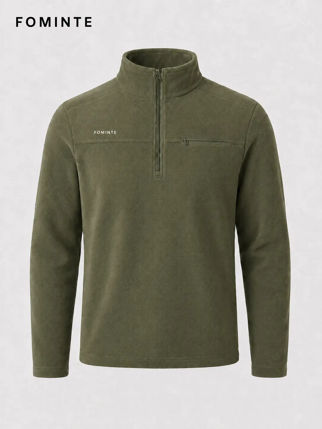 Men's Olive Moss Green Lightweight Quarter-Zip Fleece Pullover