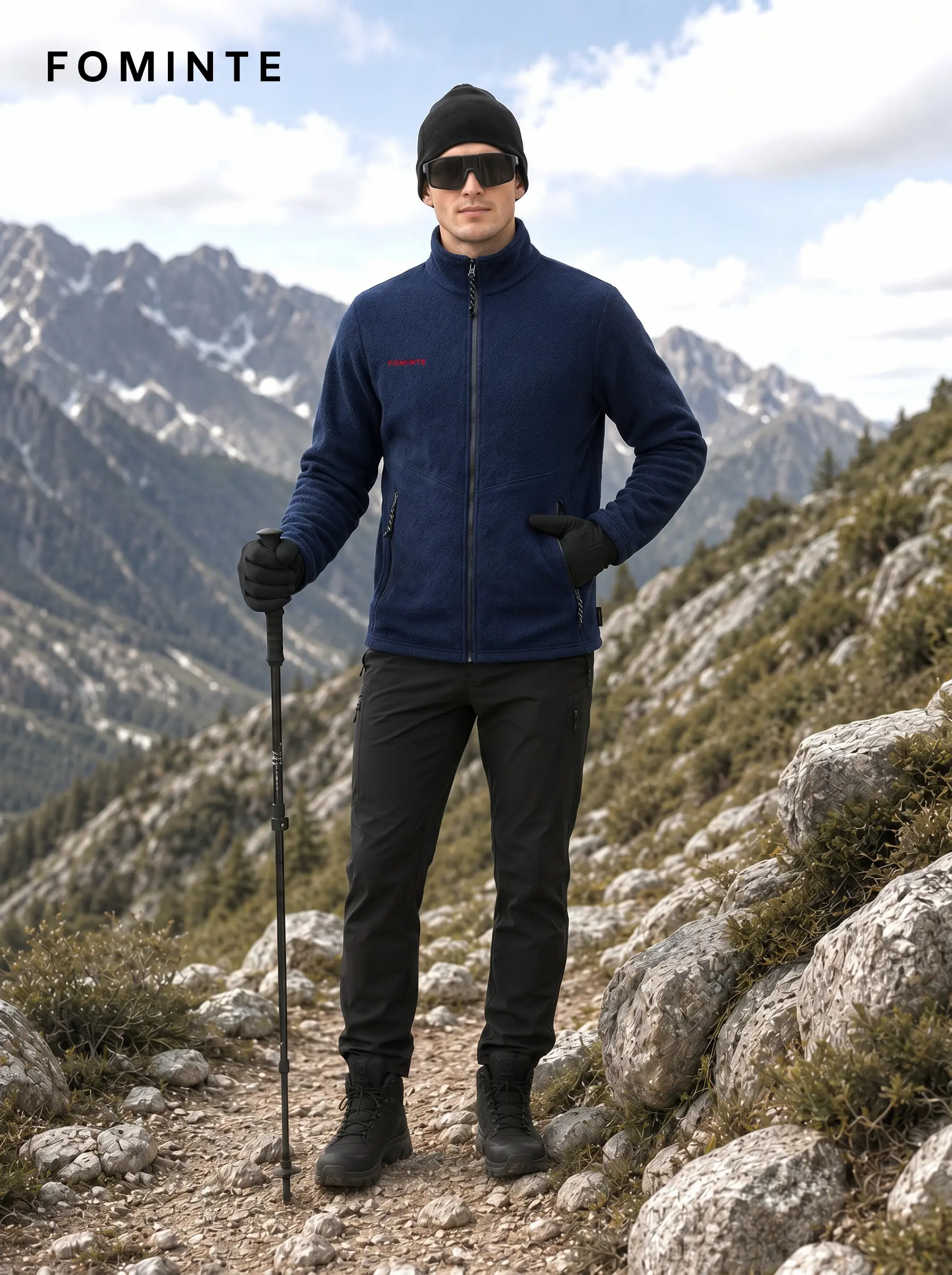 Men's Navy Blue Technical fleece Hiking Jacket
