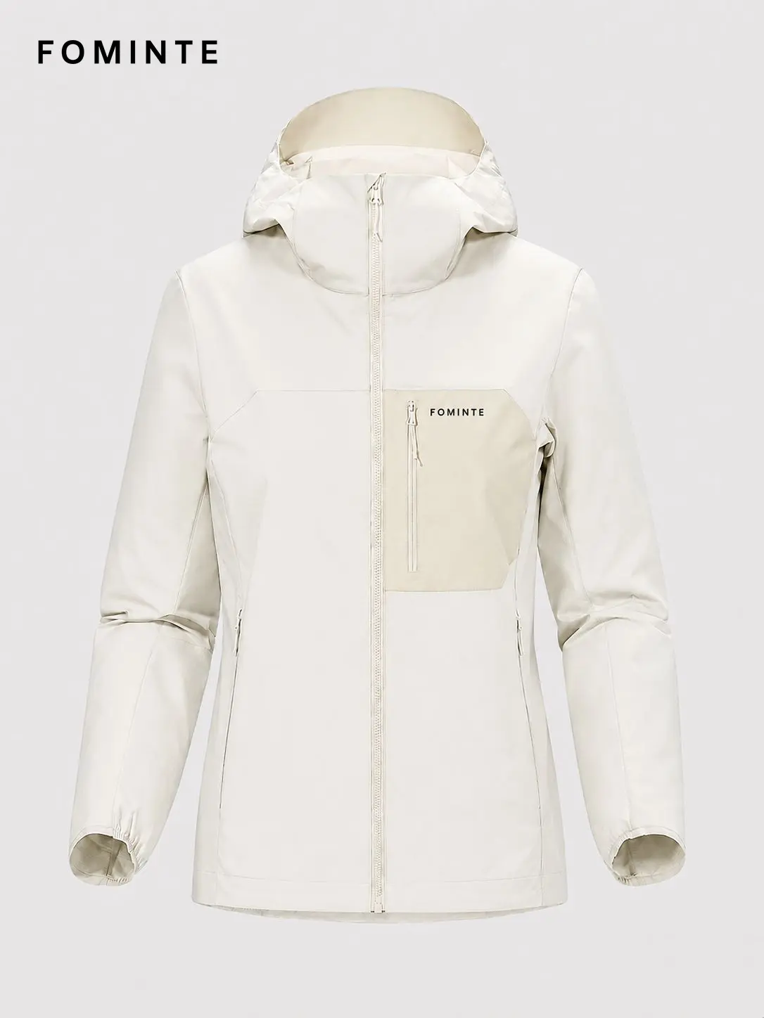 Unisex Off White Hooded Cycling Softshell Jacket