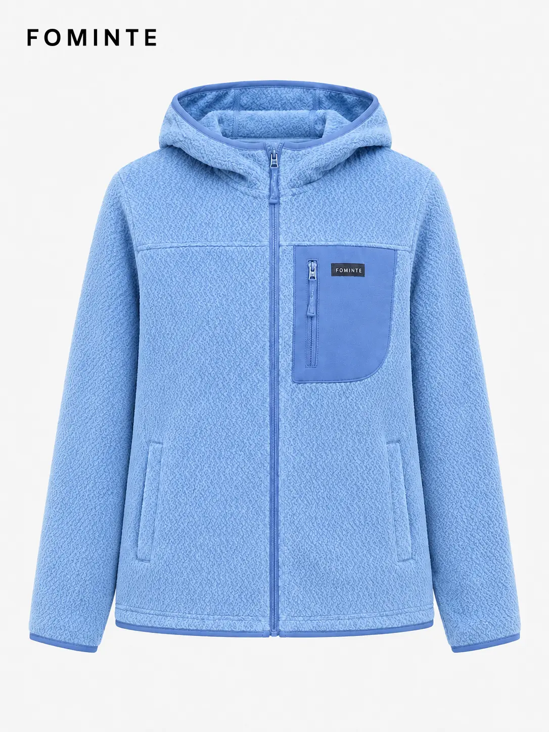 Women's Blue Hooded Full-Zip Fleece Jacket