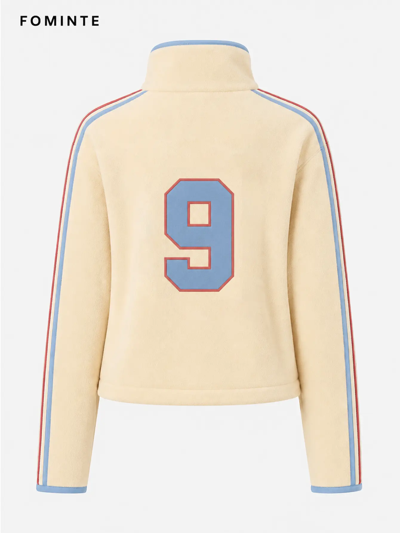 Solid‑Color Fleece Stand Collar Cardigan, Soccer No.9 Jersey Design Custom Sportswear‑FM0802000401‑4