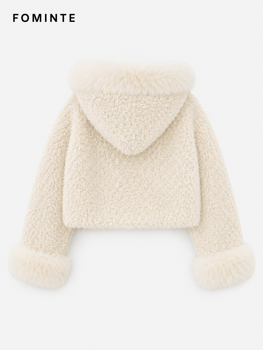 Wholesale Cropped Teddy Fleece Jacket with Faux Fox Fur - FM0202000065