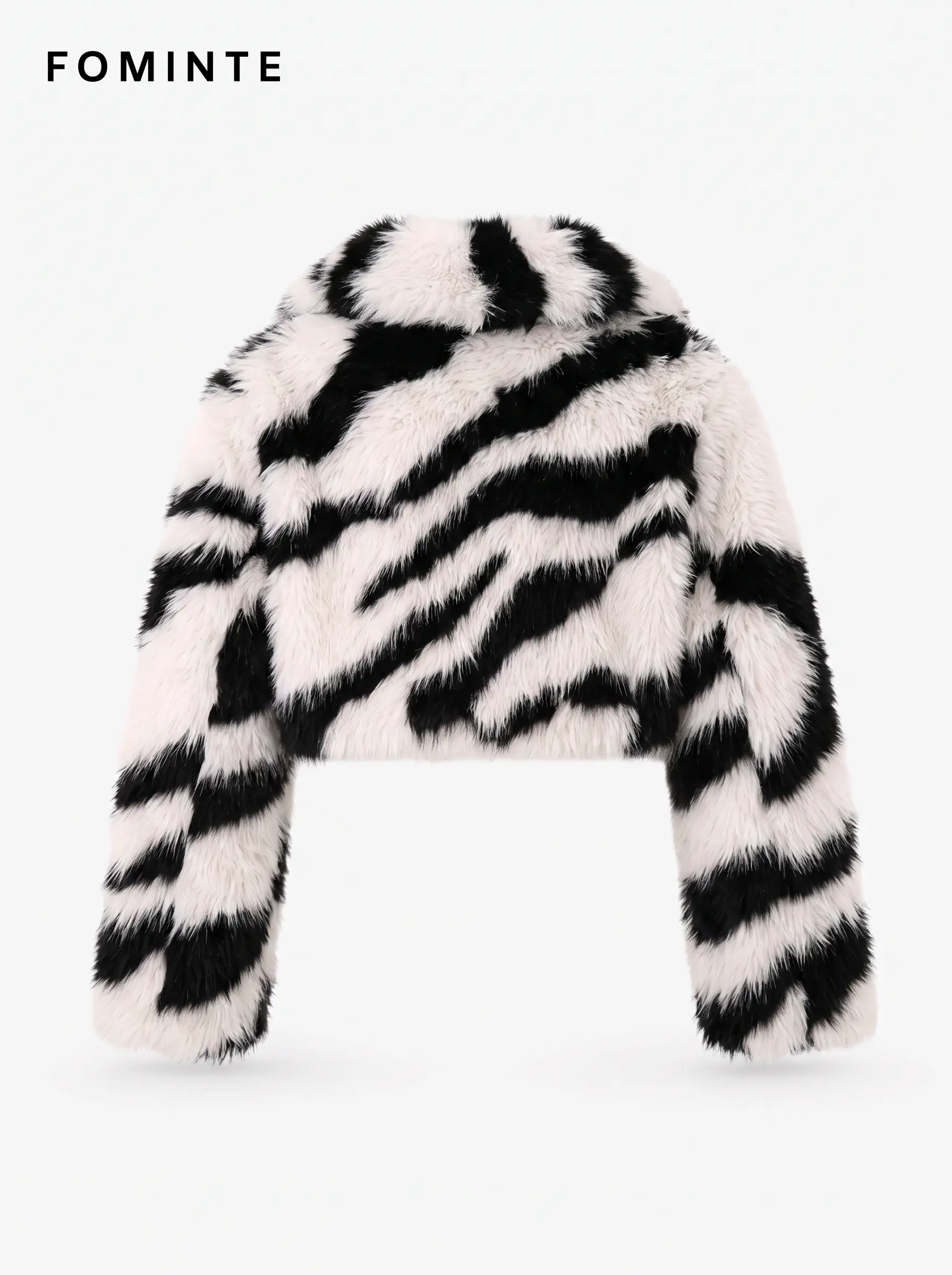 Wholesale Cropped Zebra Print Faux Fur Jacket - FM0202000058