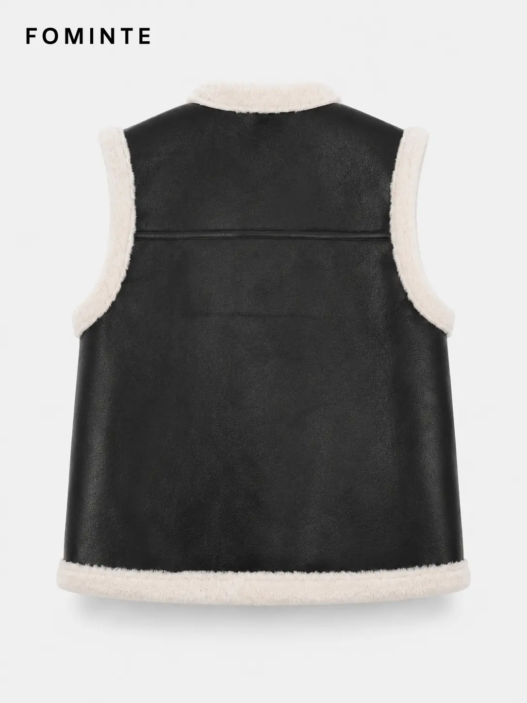 Wholesale Faux Leather Sherpa-Lined Reversible Vest - FM0302000088
