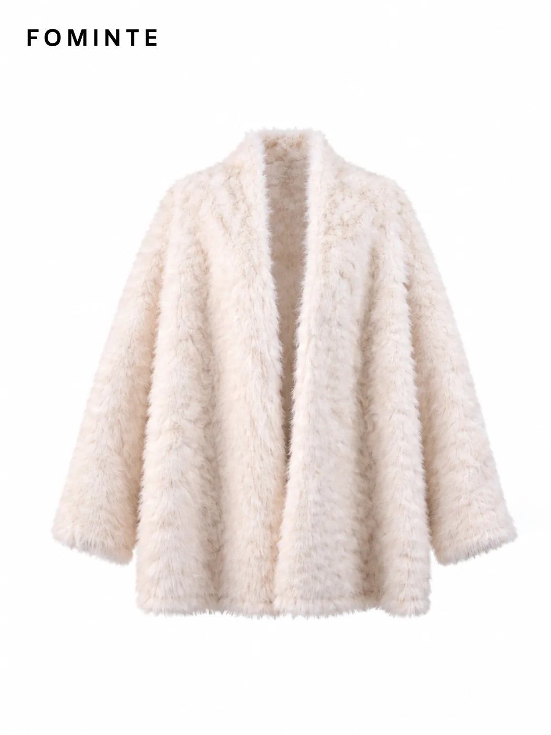 White Long Faux Fur Cardigan Coat wholesale