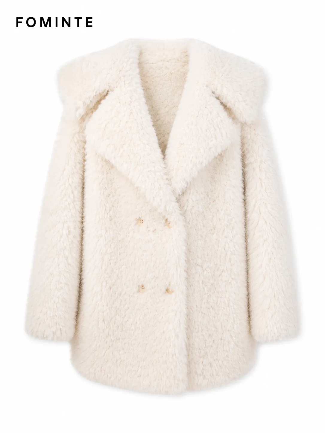 White Double-Breasted Faux Fur Blazer Wholesale