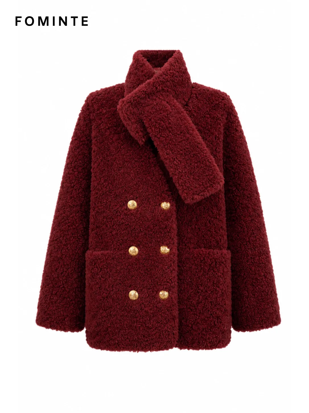 Red Double-Breasted Faux Fur Peacoat Wholesale