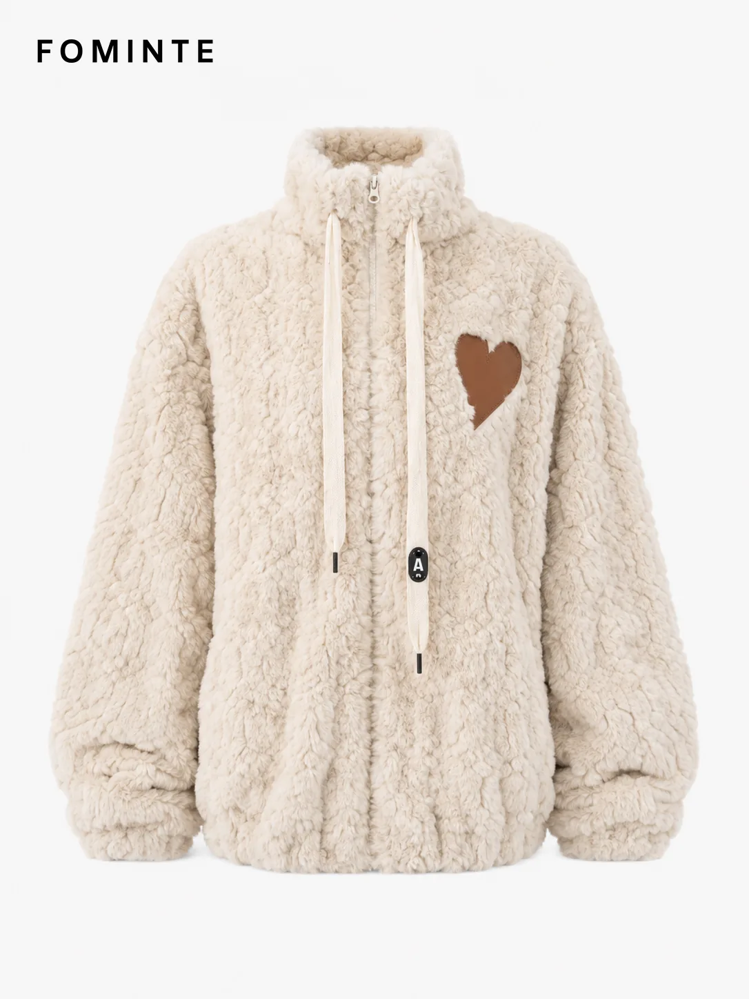 Beige Hooded Faux Shearling Jacket Wholesale