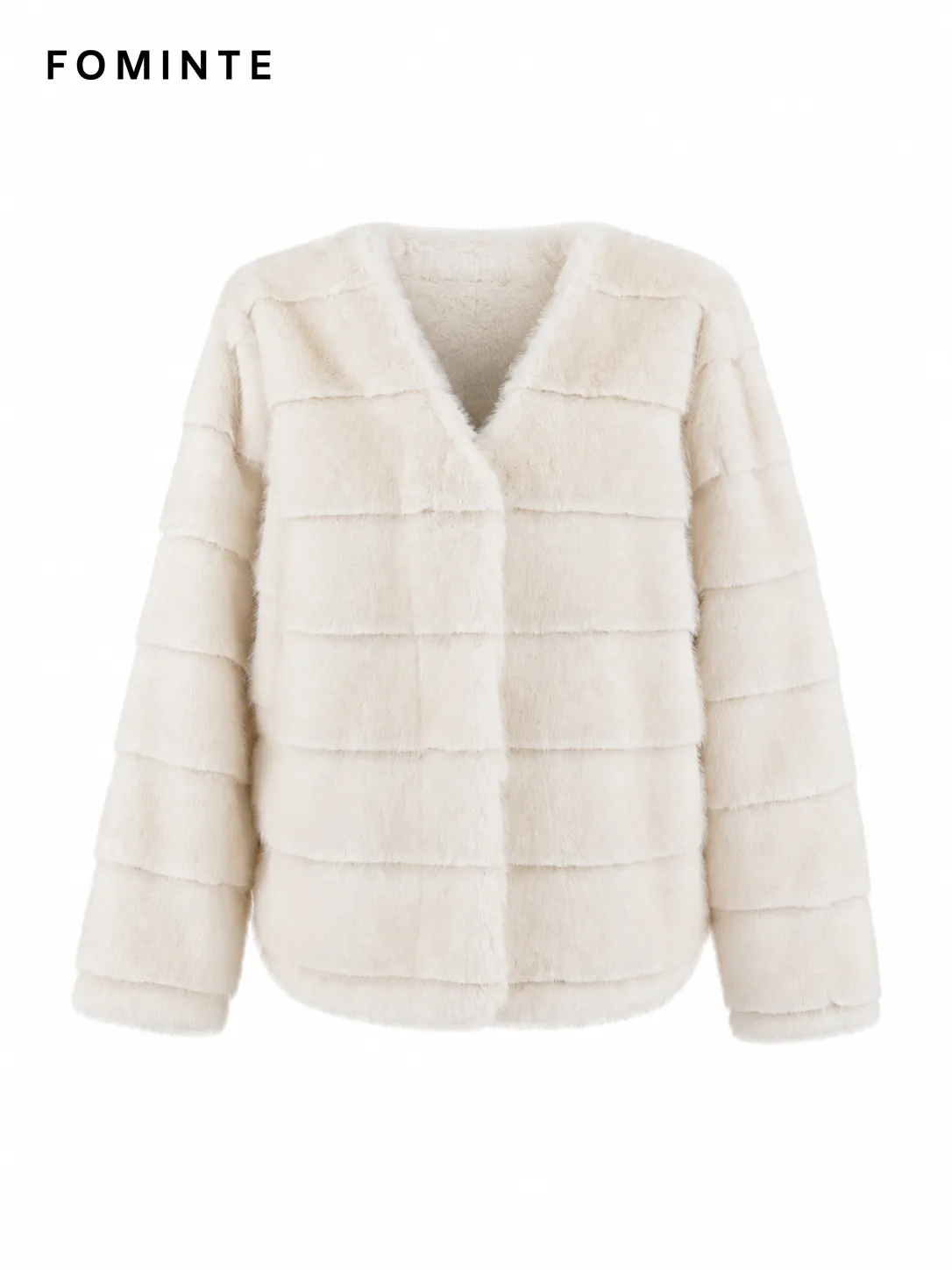 Ivory Paneled Faux Fur Jacket Wholesale