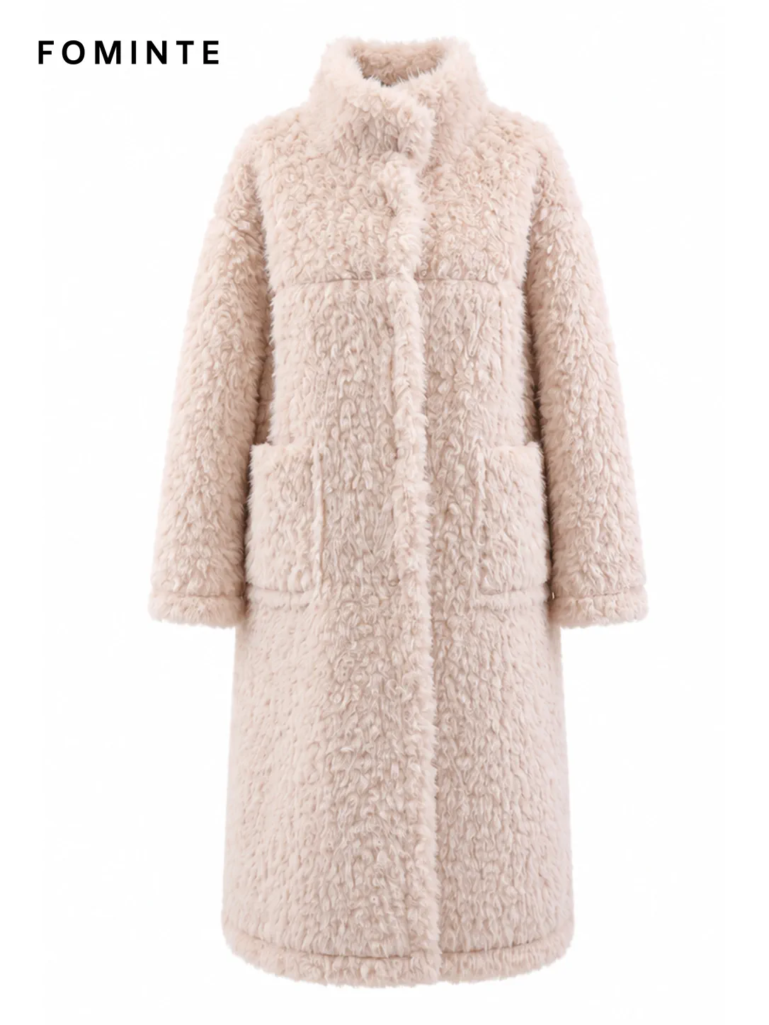 Light Beige Faux Fur Trim Coat Wholesale