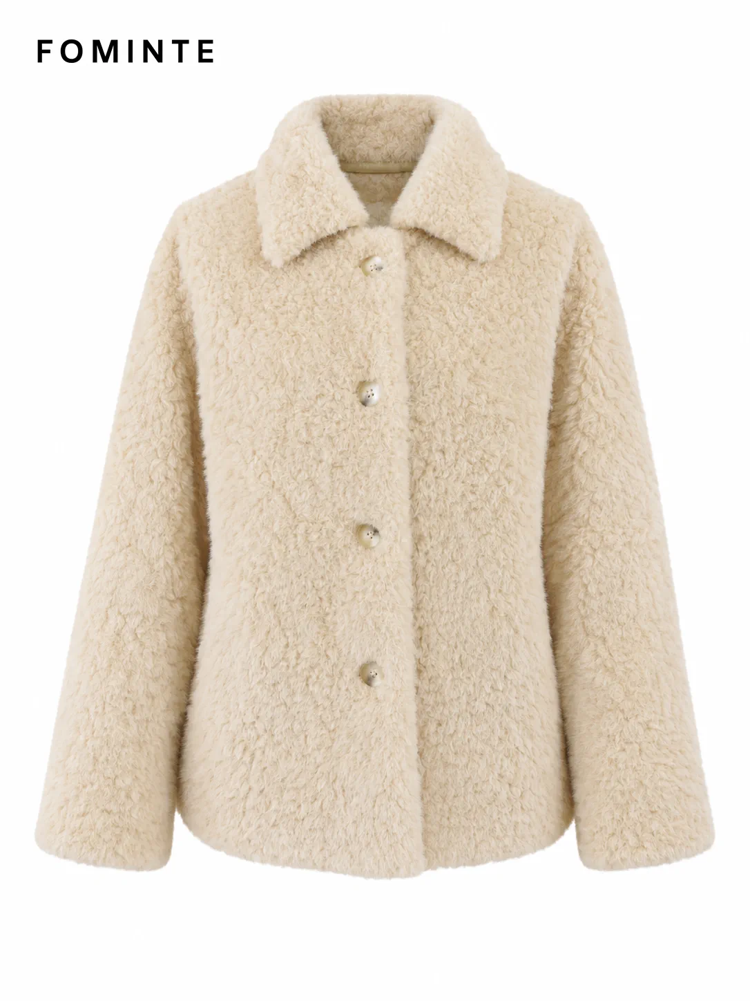 White Textured Faux Fur Button-Front Jacket Wholesale